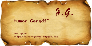 Humor Gergő névjegykártya